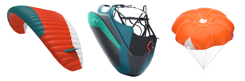Matériel de parapente d'advance disponible chez Kymaya