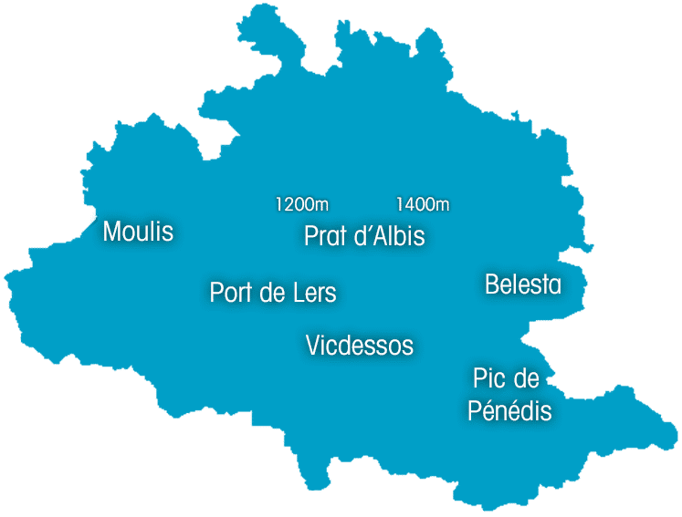 Carte interactive des balise météo d' Ari!ège Occitanie. FFVL, Pioupiou, Windbird